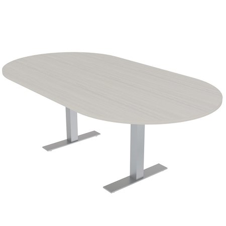 SKUTCHI DESIGNS 8 Person Conference Table with Metal T Bases, Racetrack, Harmony Series, 7Ft, Sea Salt HAR-RAC-46x84-T-XD1026